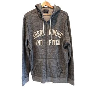 Abercrombie & Fitch Hoodie Full Zip Sweatshirt Grey SZL Y2K Vintage Logo Classic